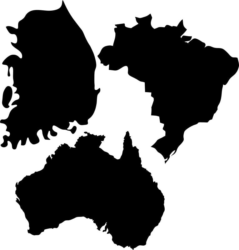 Continents & Countries Silhouette Appliques