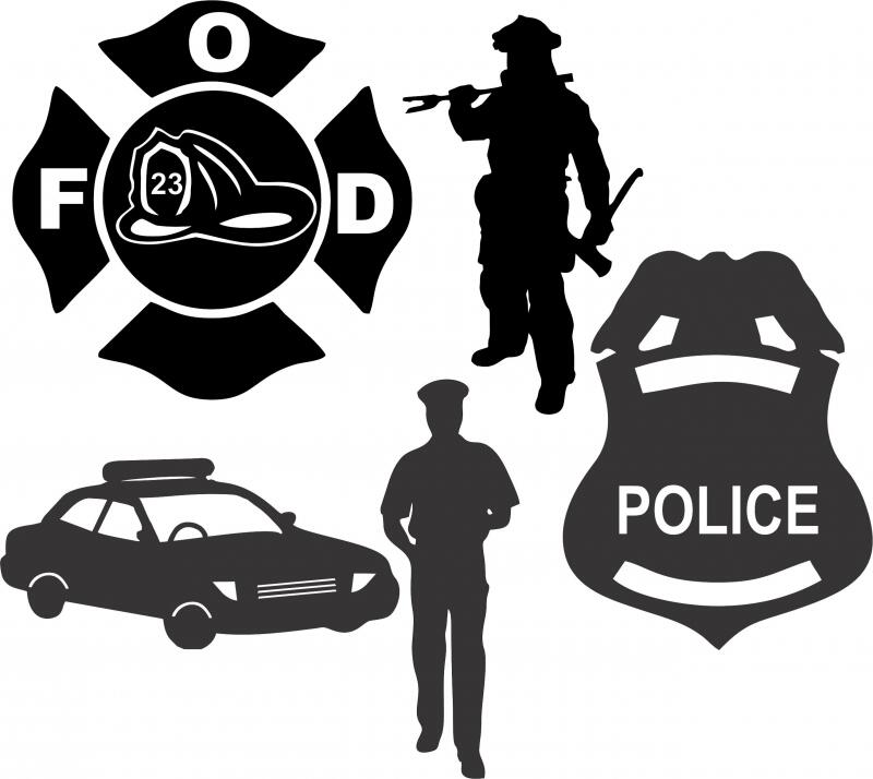 Police & Fire Silhouettes Laser Cut
