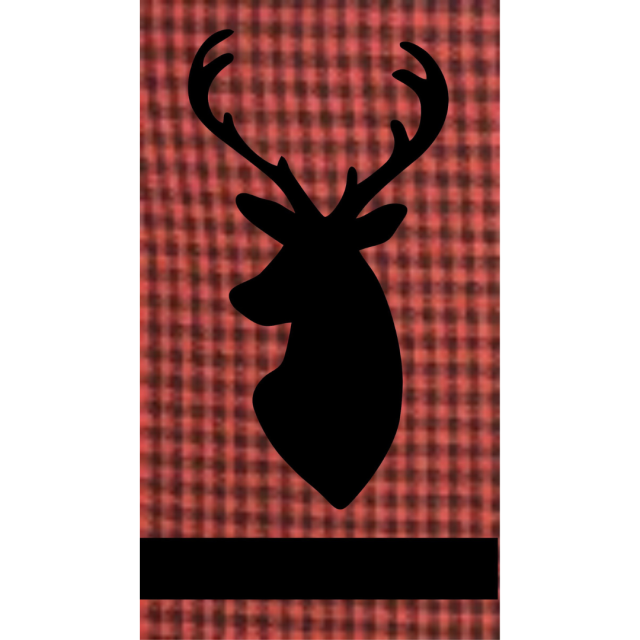 Towel Applique Kit - Deer Head  Laser Cut  (Price: 2", Color: Black Deer/Red Checked Towel)