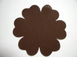 Flower 6 Petal Laser Cut Appliques (Size: with FUSIBLE - 3.5"W, Color: Brown )