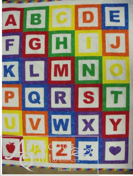 Alphabet Quilt TOP Laser Cut  (Size: KIT with Fusible)