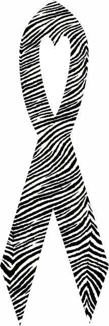 Awareness Ribbon Laser Cut Appliques (Size: 8"H, Color: Zebra - Carcinoid)