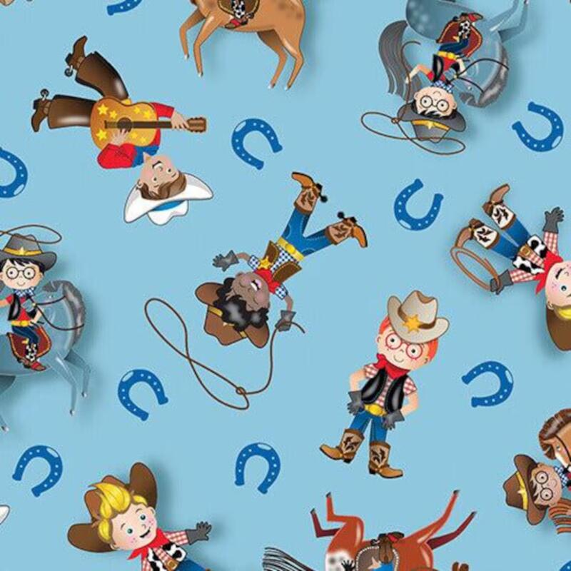 Lil Buckaroos - Blue Tossed (Price: Yardage)