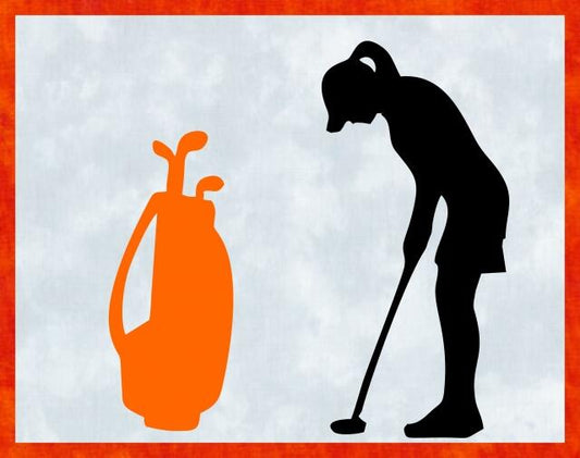 Kit - Mug Rug -  Golfer - Female (Price: Kit, Color: Orange)