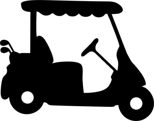 Golf Cart Silhouette Laser Cut Appliques (Direction: facing right, Size: 9"W)