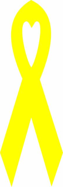 Awareness Ribbon Laser Cut Appliques (Size: with FUSIBLE - 7"H, Color: Yellow Tonal )