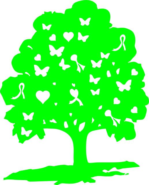 KIT - Tree of Hope Laser Cut Applique  (Price: 9"H, Color: Lime Green)