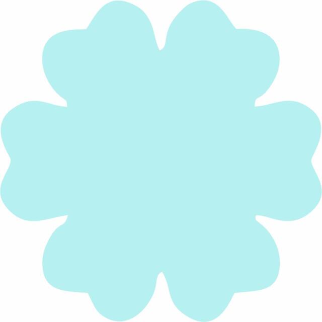 Flower 6 Petal Laser Cut Appliques (Size: 3.5"W, Color: Tonal - Pastel Blue)