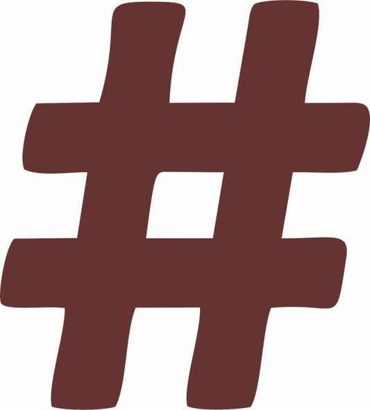 Hashtag-Number Sign Silhoustte (Price: 5"H with FUSIBLE, Color: Brown)