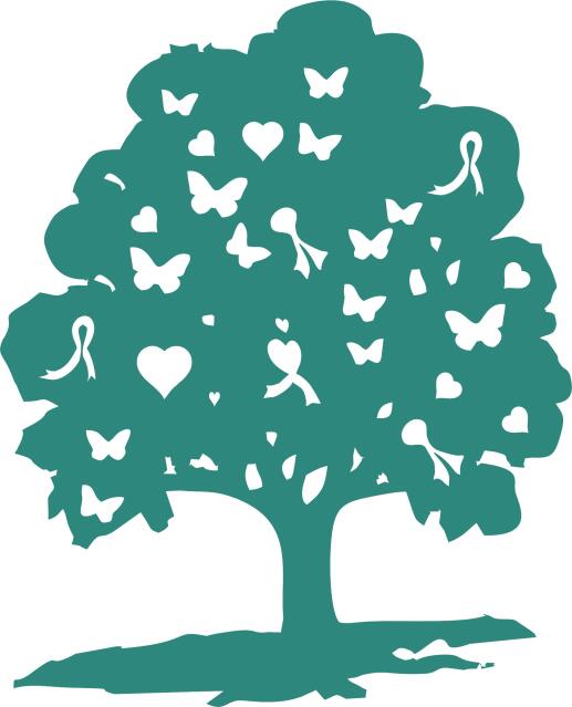 KIT - Tree of Hope Laser Cut Applique  (Price: 9"H with FUSIBLE, Color: Teal)