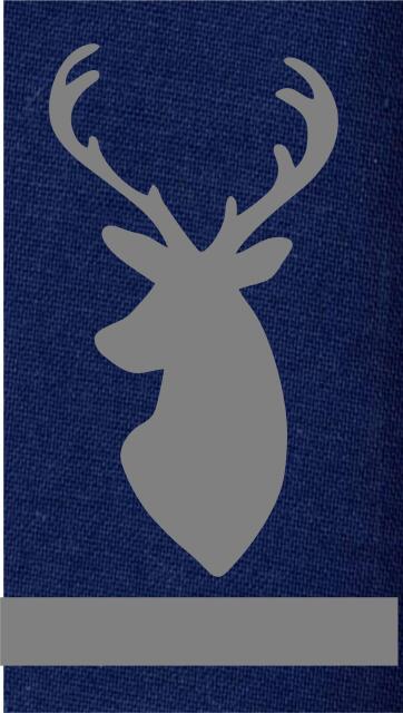 Towel Applique Kit - Deer Head  Laser Cut  (Price: 2", Color: Grey Deer/Navy Towel)
