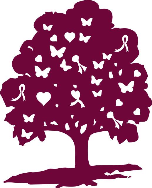 KIT - Tree of Hope Laser Cut Applique  (Price: 9"H, Color: Burgundy)