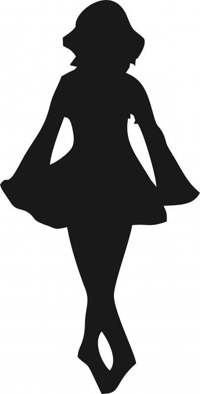 Irish Female Dancer Silhouette Laser Cut Appliques (Size: 8"H)