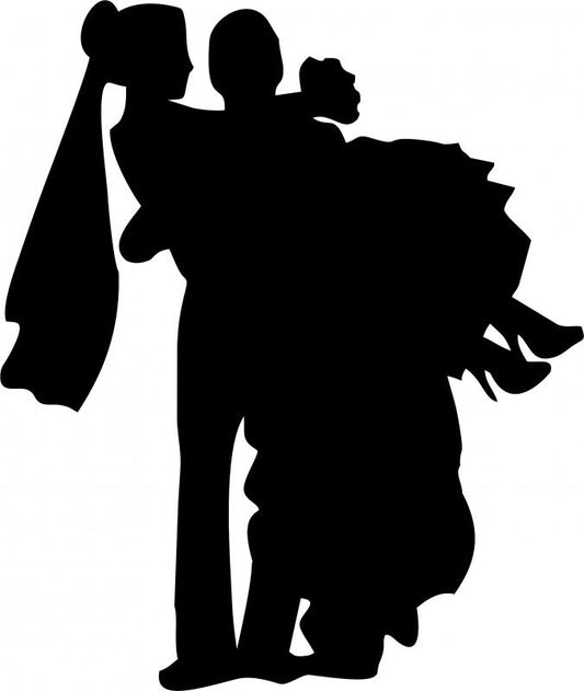 Groom Carrying Bride Laser Silhouettes (Size: with FUSIBLE - 8"H)