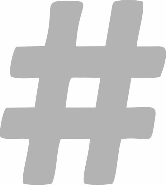 Hashtag-Number Sign Silhoustte (Price: 5"H with FUSIBLE, Color: Gray)