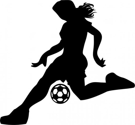 Female Soccer Runner Laser Cut Appliques (Size: with FUSIBLE - 10"W, Direction: Black - facing - left)