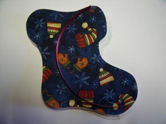 Christmas Stocking Laser Cut Appliques (Size: 4"H, Color: Blue Hats & Mittens, Direction: Facing right)