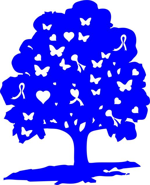 KIT - Tree of Hope Laser Cut Applique  (Price: 8"H, Color: Blue)