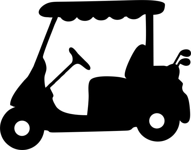 Golf Cart Silhouette Laser Cut Appliques (Direction: facing left, Size: 10"W)