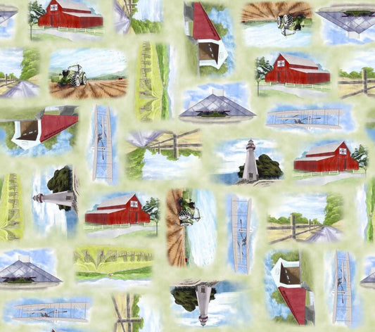 AOSH Fabric - Tossed scenes 2024 (Price: Yardage)