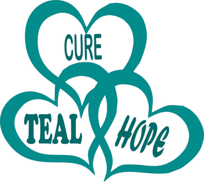 KIT - Awareness Teal Hope Cure Hearts Laser Cut Applique  (Price: KIT with FUSIBLE )