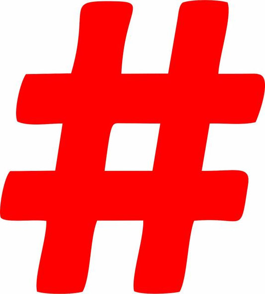 Hashtag-Number Sign Silhoustte (Price: 4"h, Color: Red)