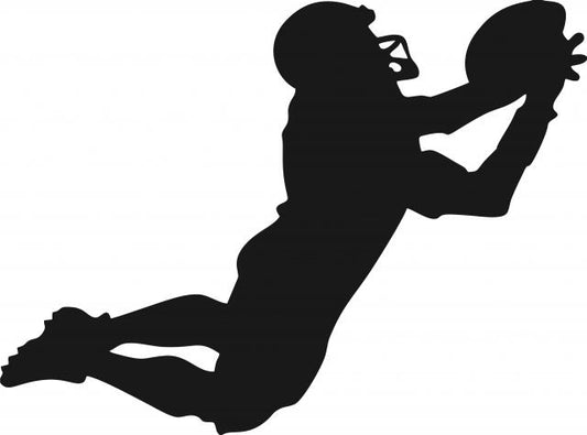 Football Receiver Silhouette Laser Cut Appliques (Size: with FUSIBLE - 10"W, Direction: facing right)