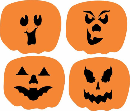 KIT - Jack'o'Lantern with Faces Laser  Cut Appliques (Price: Set of 4 - 8"W, Color: Set of 4)
