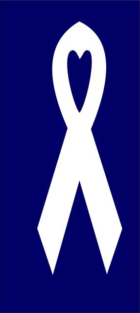 Awareness Ribbon Laser Cut Appliques (Size: with FUSIBLE - 10"H, Color: White)