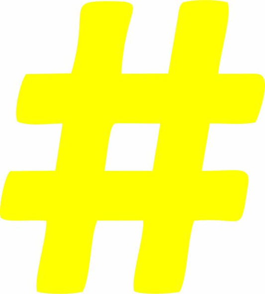 Hashtag-Number Sign Silhoustte (Price: 4"h, Color: Yellow)