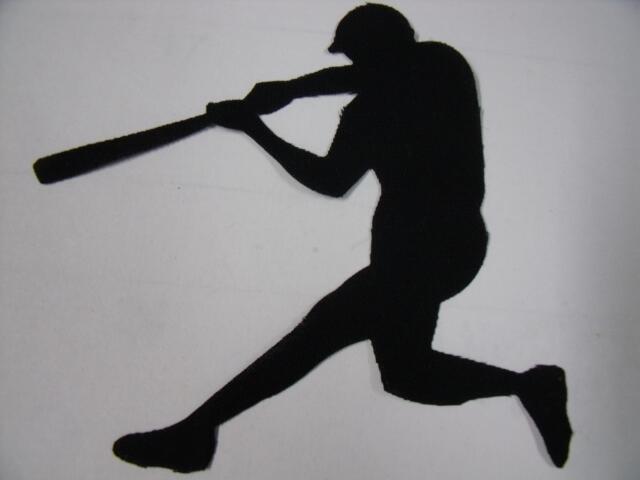 Baseball Batter Silhouette Laser Cut Appliques (Size: 9"H, Direction: facing left)