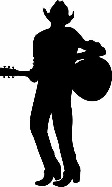 Cowboy Playing Guitar Silhouettes Laser Cut Appliques (Price: 8"H, Direction: facing left)