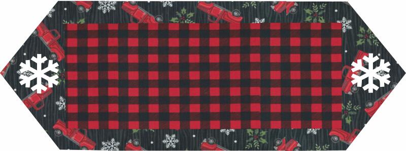 10 Minute Table Runner - Red Trucks & Snowflakes  (Price: Kit)