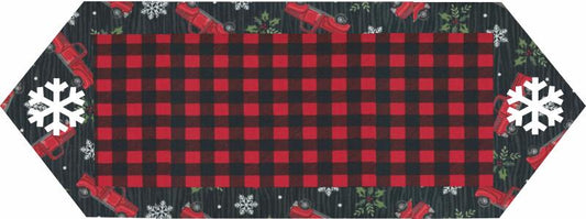 10 Minute Table Runner - Red Trucks & Snowflakes  (Price: Kit)