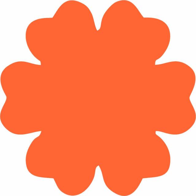 Flower 6 Petal Laser Cut Appliques (Size: 3.5"W, Color: Tonal - Orange)