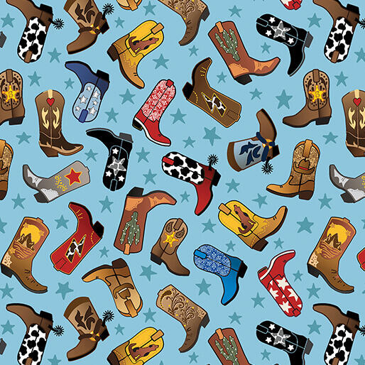 Lil Buckaroos - Blue Boots (Price: Yardage)