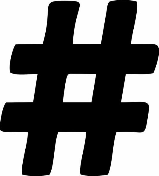 Hashtag-Number Sign Silhoustte (Price: 3"H with FUSIBLE, Color: Black)