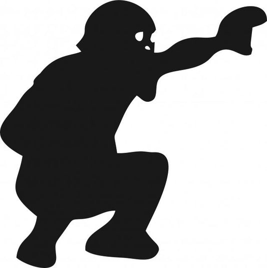 Baseball Catcher Silhouette Laser Cut Appliques (Size: with FUSIBLE - 8"H, Direction: facing right)
