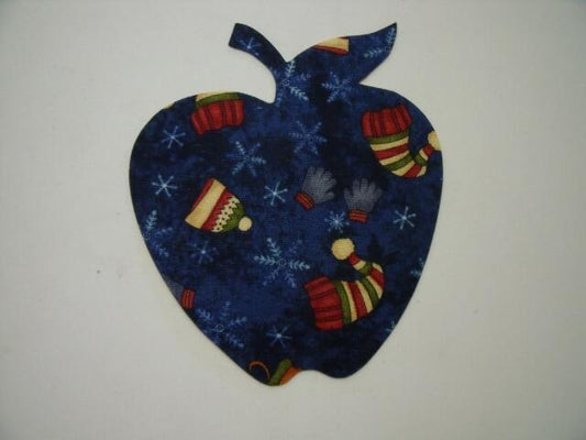 Christmas Apple Laser Cut Appliques (Size: 6"H, Color: Blue Hats & Mittens)