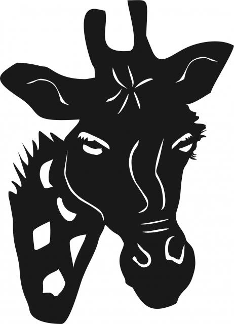 Giraffe Head Laser Cut Appliques (Size: 8"H, Direction: facing right)
