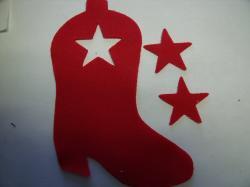 Cowboy Boot Laser Cut Appliques (Size: 4"H, Color: Red  , Direction: Facing left)