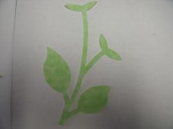 Flower Stem w/Leaf Large Laser Cut Appliques (Size: normal, Color: Tonal - Pastel  Green )