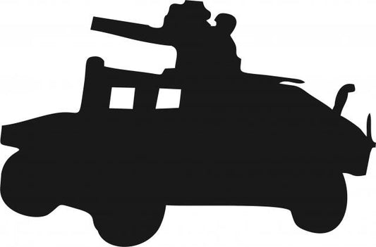 Humvee Silhouette Laser Cut Appliques (Size: 10"W, Direction: facing left)