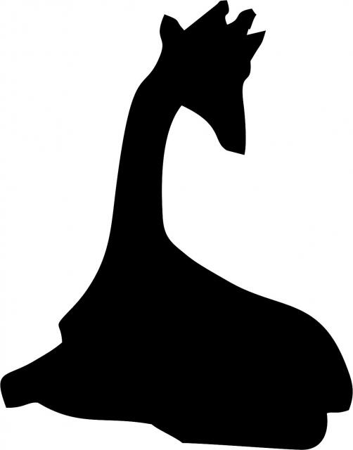 Giraffe Laying Silhouette Laser Cut Appliques (Size: WITH Backing - 7"H, Direction: facing right)