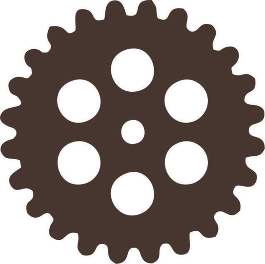 Gear #1 Silhouette Laser Cut Appliques (Color: Brown, Size: 4')