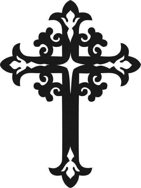 Cross #7 Silhouette Laser Cut Appliques (Size: 8"H, Color: Black)