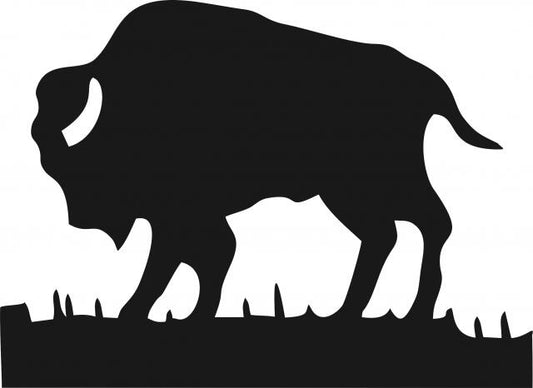Bison w/Grass Silhouette Laser Cut Appliques (Size: with FUSIBLE -  8"W, Direction: facing left)