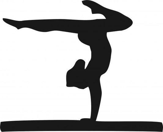 Gymnast on Balance Beam Silhouette Laser Cut Appliques (Size: 10"W, Direction: facing left)