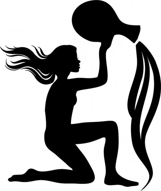 Aquarius Silhouette Laser Cut Applique (Size: with FUSIBLE - 10"H, Direction: Facing Right)