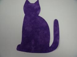 Halloween Cat Laser Cut Appliques (Size: with FUSIBLE - 5"H , Color: Tonal - Purple, Direction: Facing right)